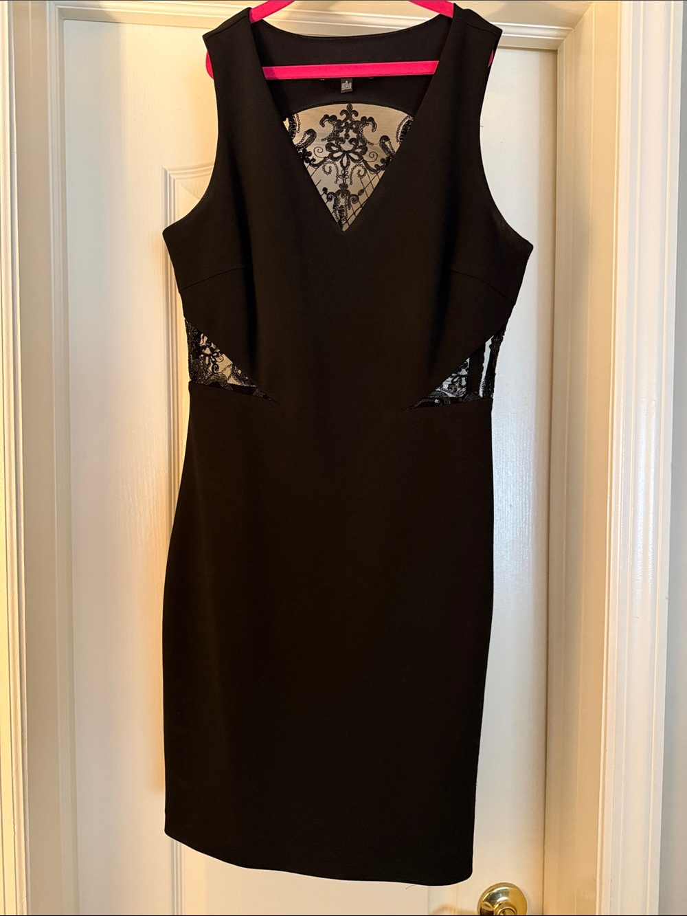 Guess Black Sleeveless Midi Dress with Lace Insets